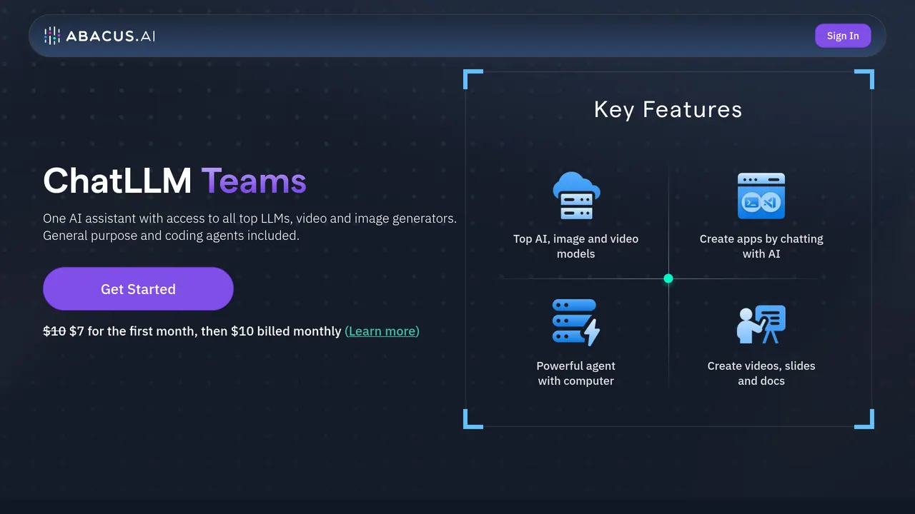 Screenshot of Abacus ChatLLM