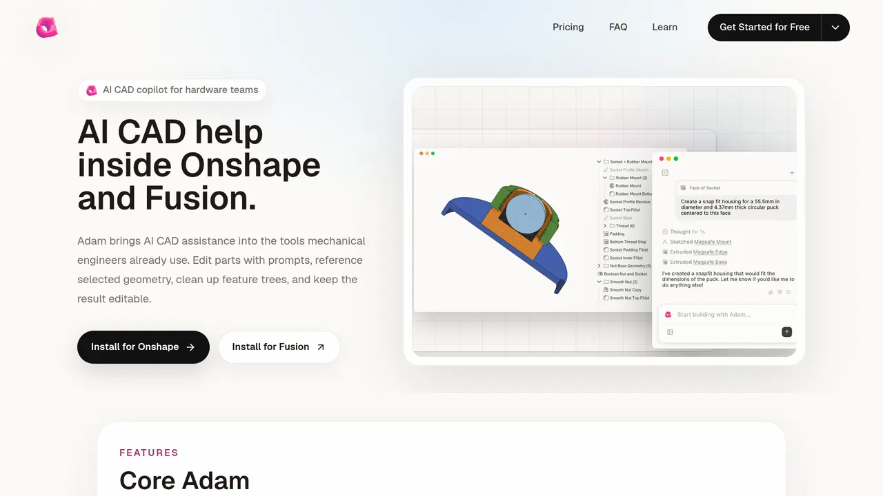 Screenshot of Adam CAD Copilot
