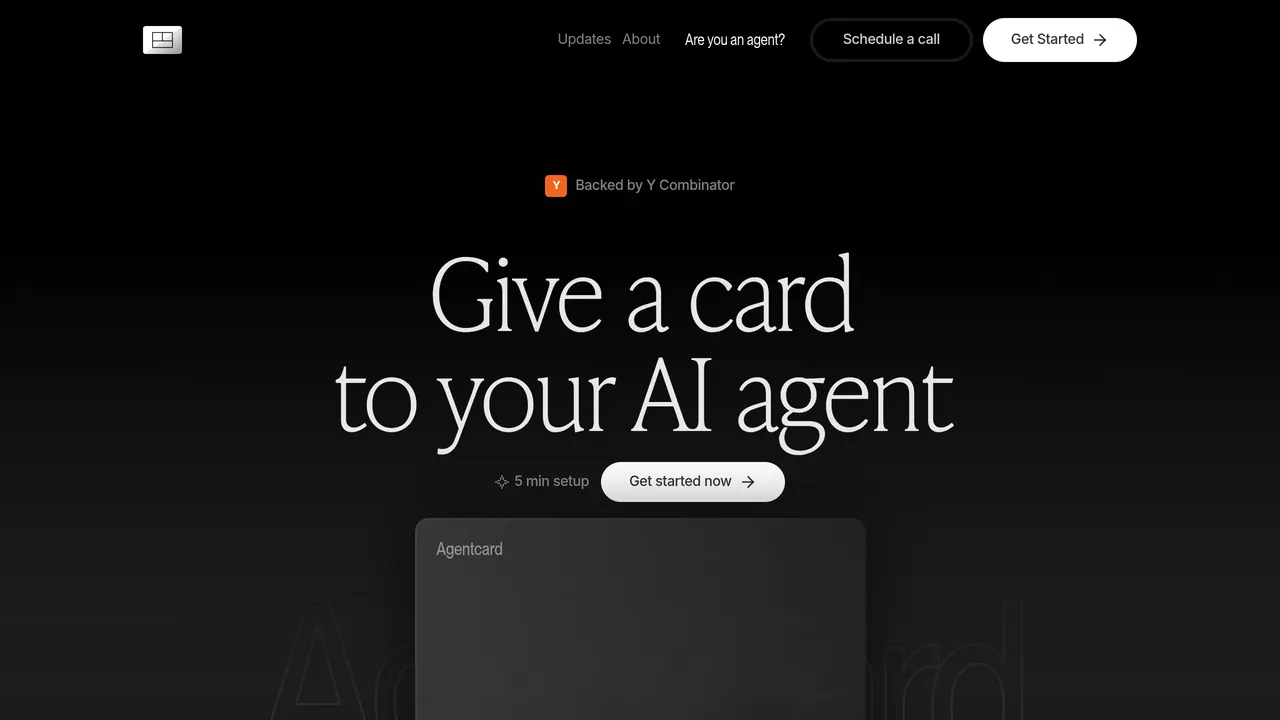 Screenshot of Agentcard for companies