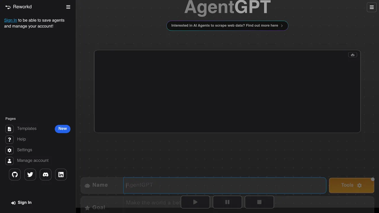 Screenshot of AgentGPT