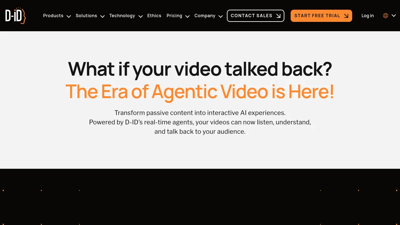 Screenshot of Agentic videos by D-ID