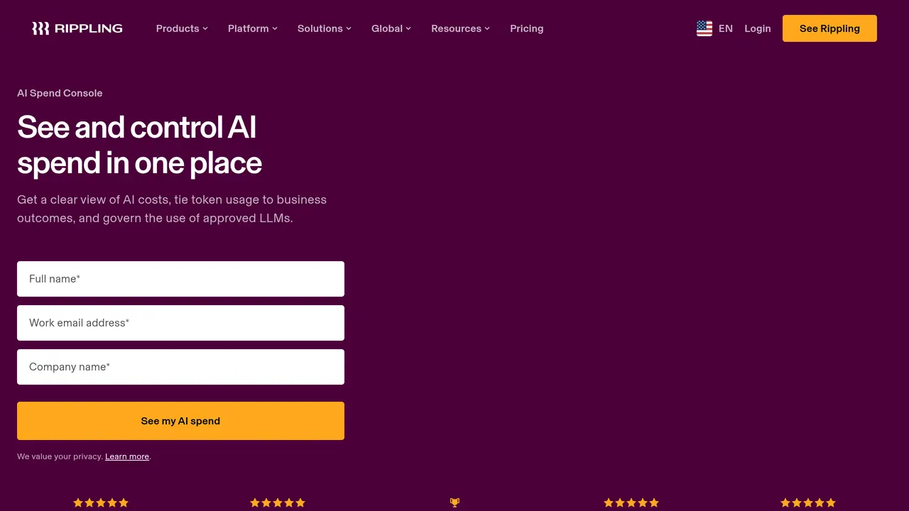 Screenshot of AI Spend Console by Rippling
