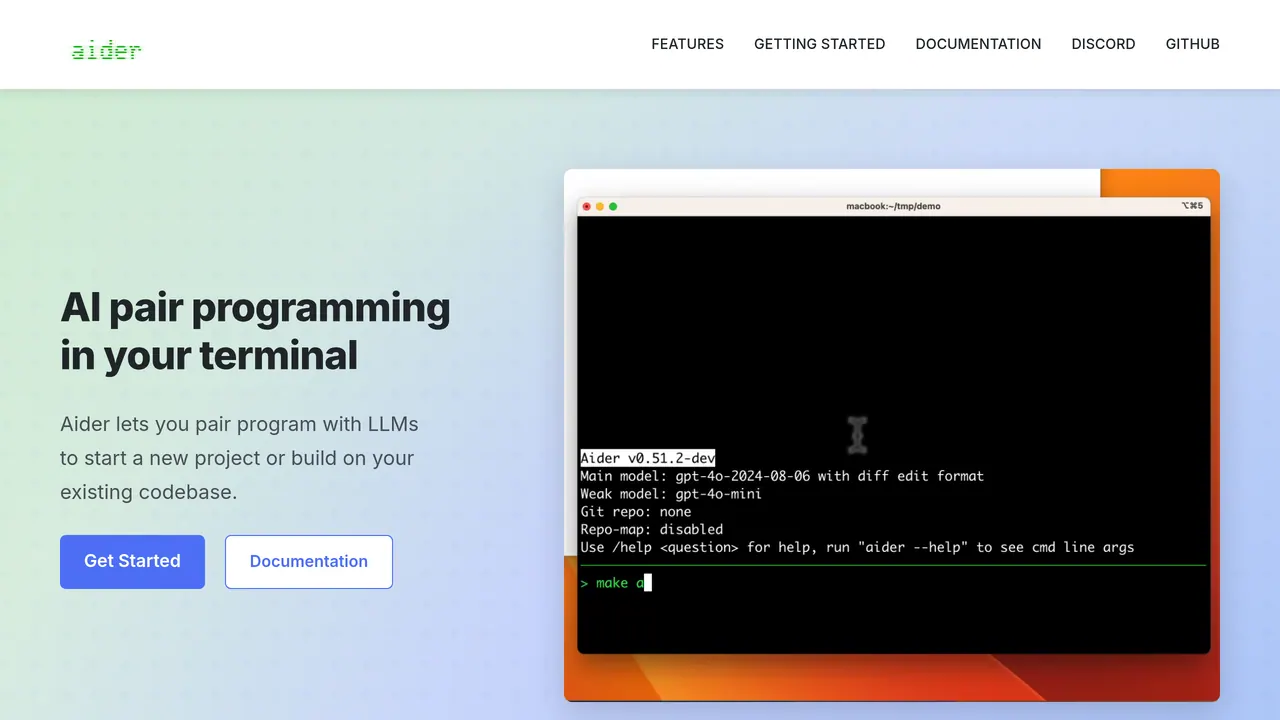 Screenshot of Aider
