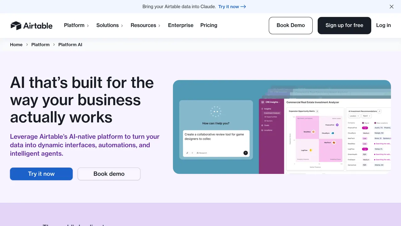 Screenshot of Airtable AI