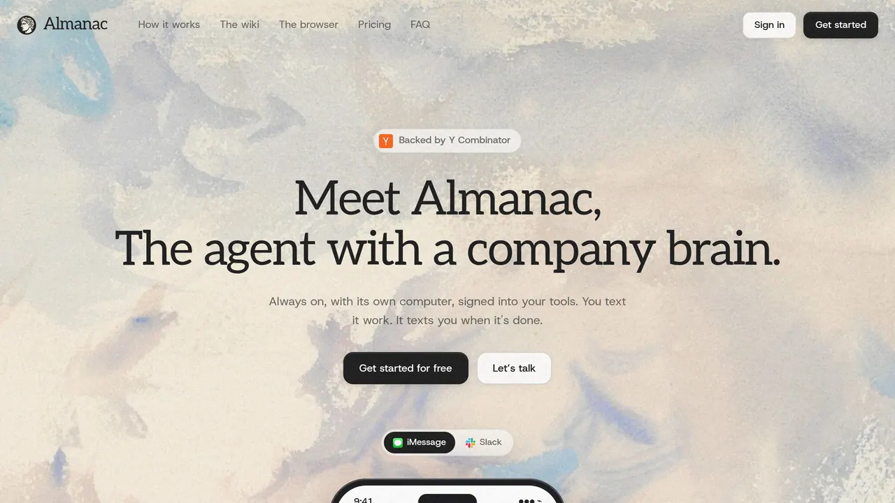 Screenshot of Almanac