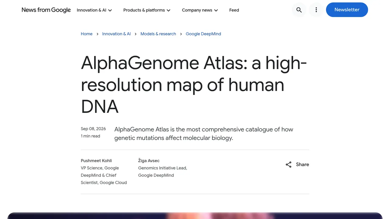 Screenshot of AlphaGenome Atlas