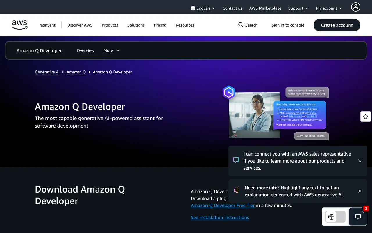 Screenshot of Amazon Q Developer
