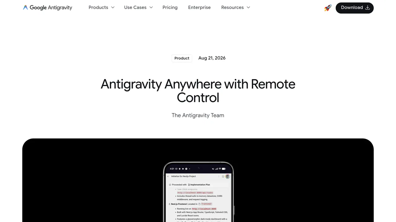 Screenshot of Antigravity Remote Control