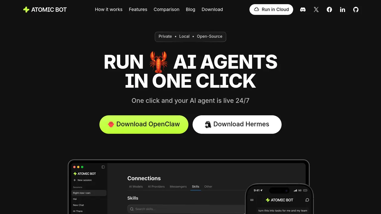 Screenshot of atomicbot.ai