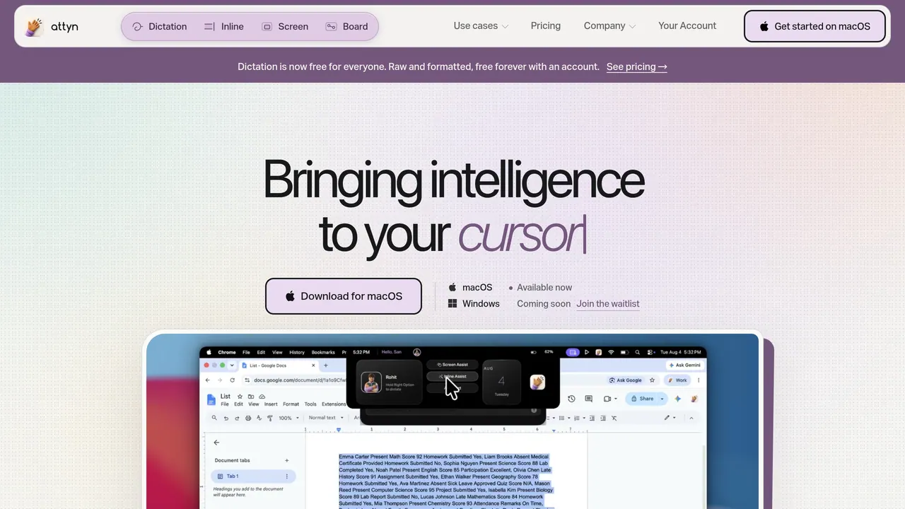 Screenshot of Attyn