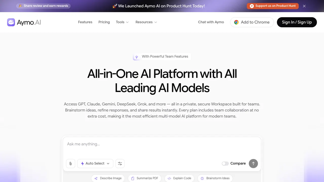 Screenshot of Aymo AI