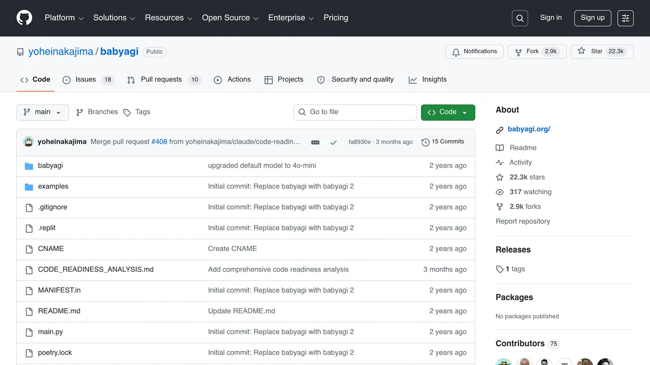 Screenshot of BabyAGI