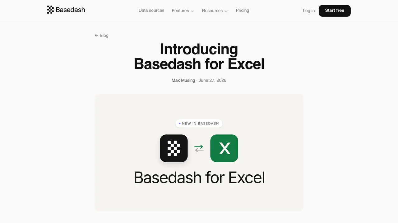 Screenshot of Basedash for Excel