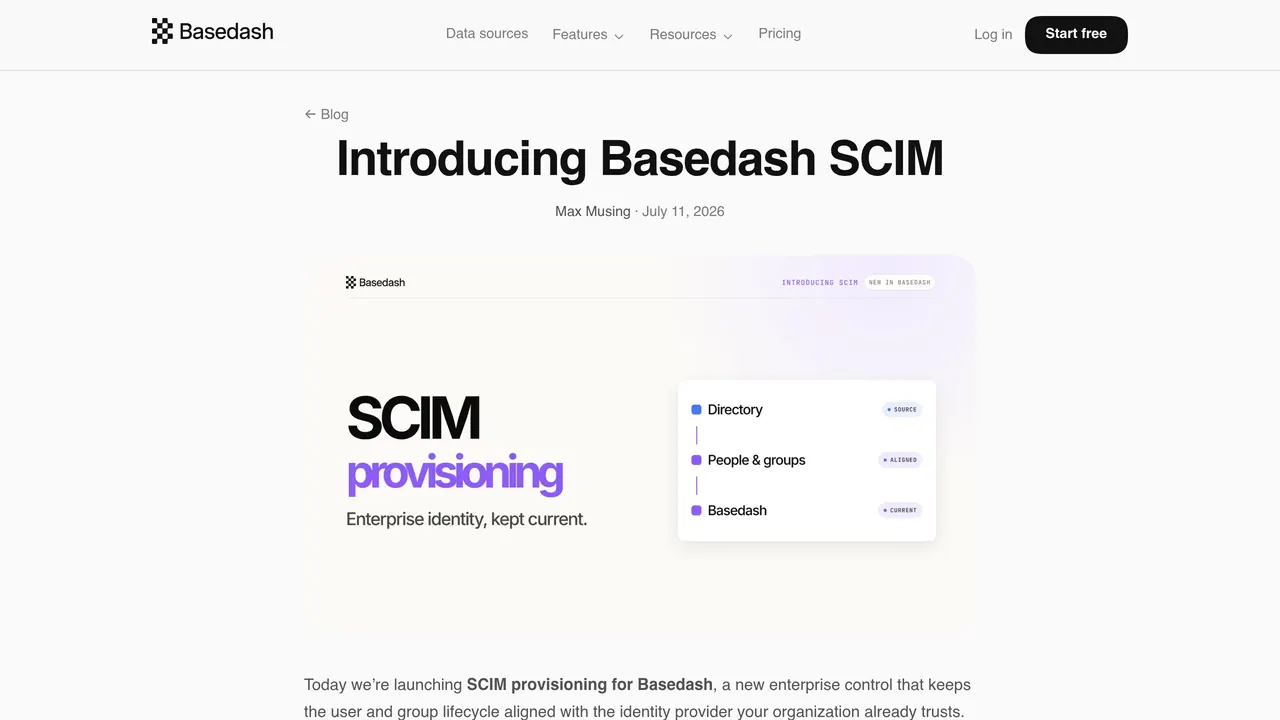 Screenshot of Basedash SCIM