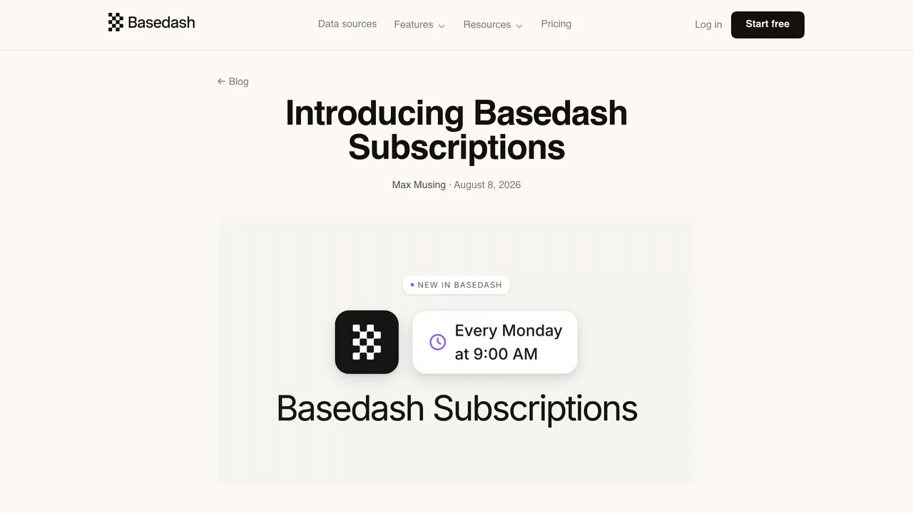 Screenshot of Basedash Subscriptions