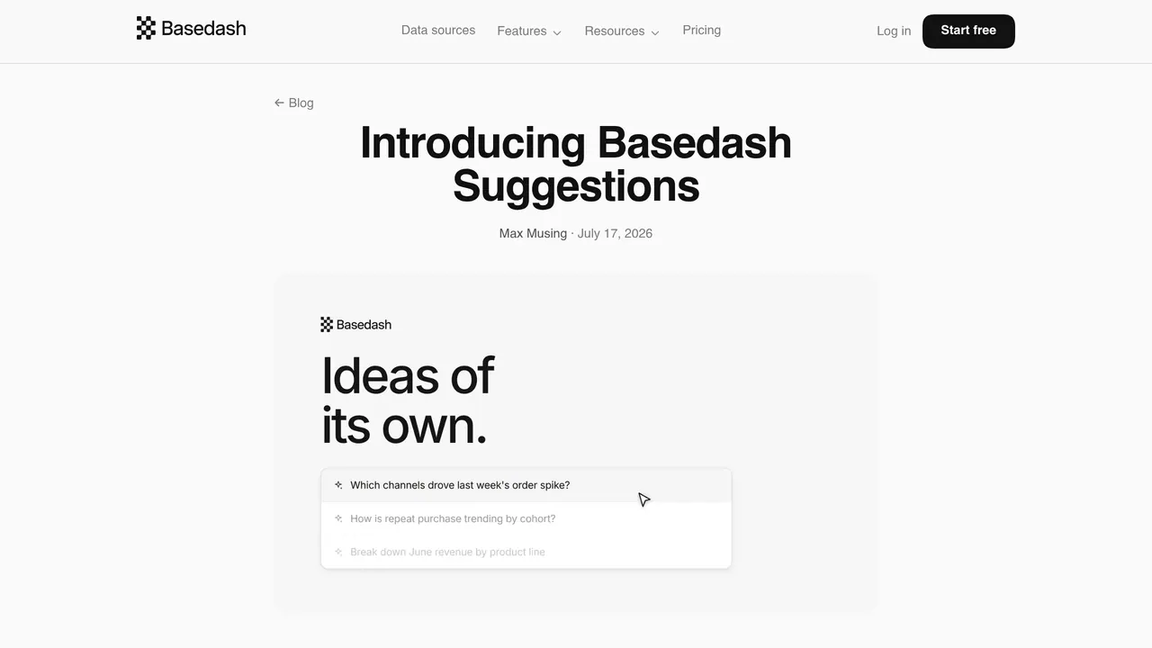 Screenshot of Basedash Suggestions
