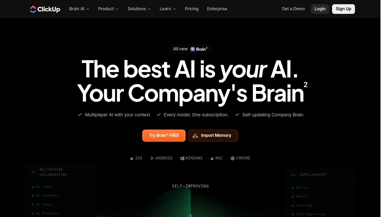 Screenshot of Brain² by ClickUp