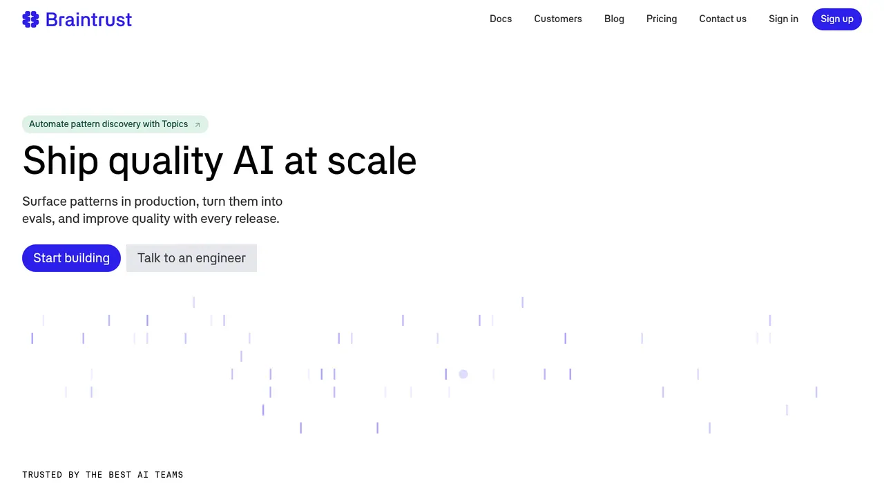 Screenshot of Braintrust