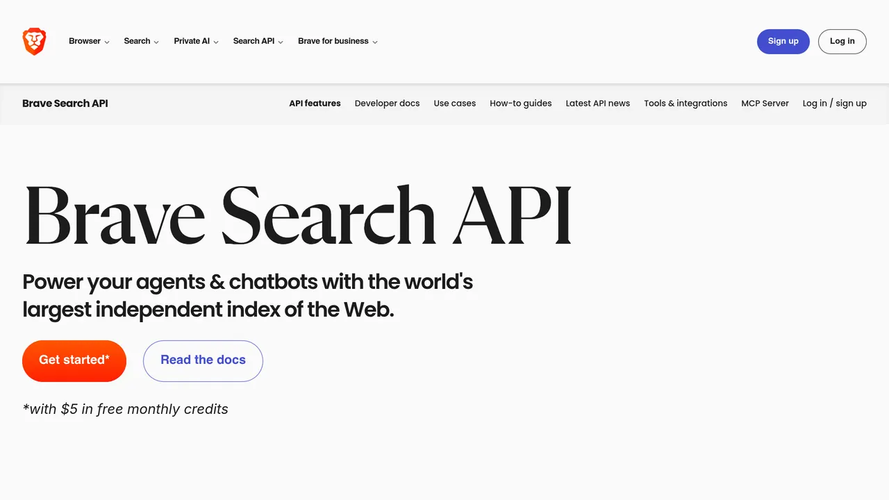 Screenshot of Brave Search API