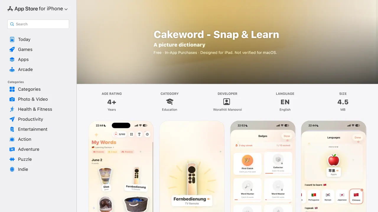 Screenshot of CakewordAI