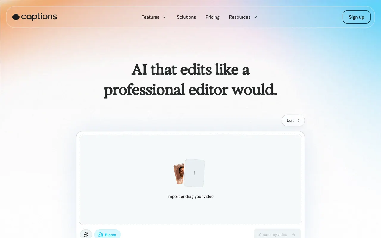 Screenshot of Captions