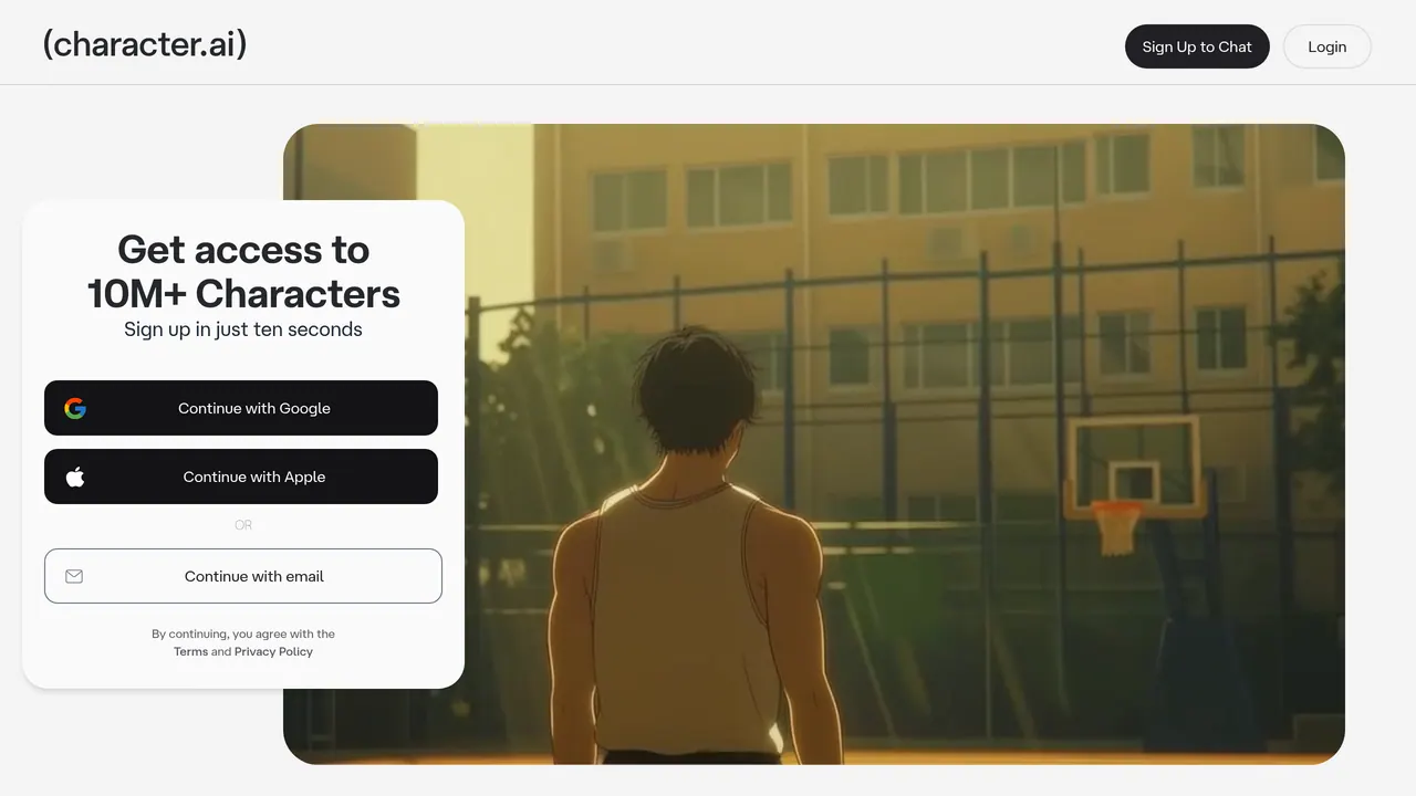 Screenshot of Character.AI