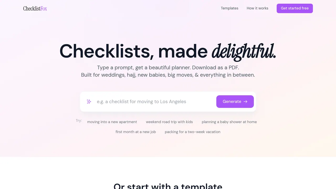 Screenshot of ChecklistFox