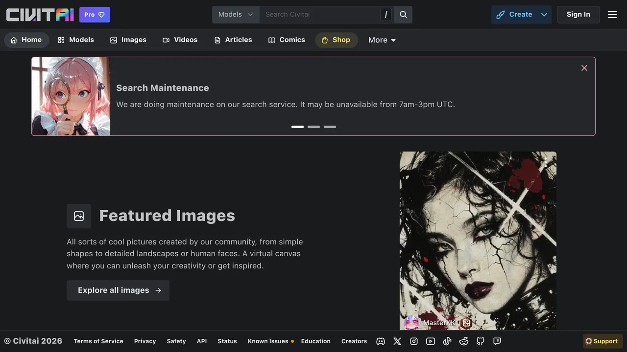 Screenshot of Civitai