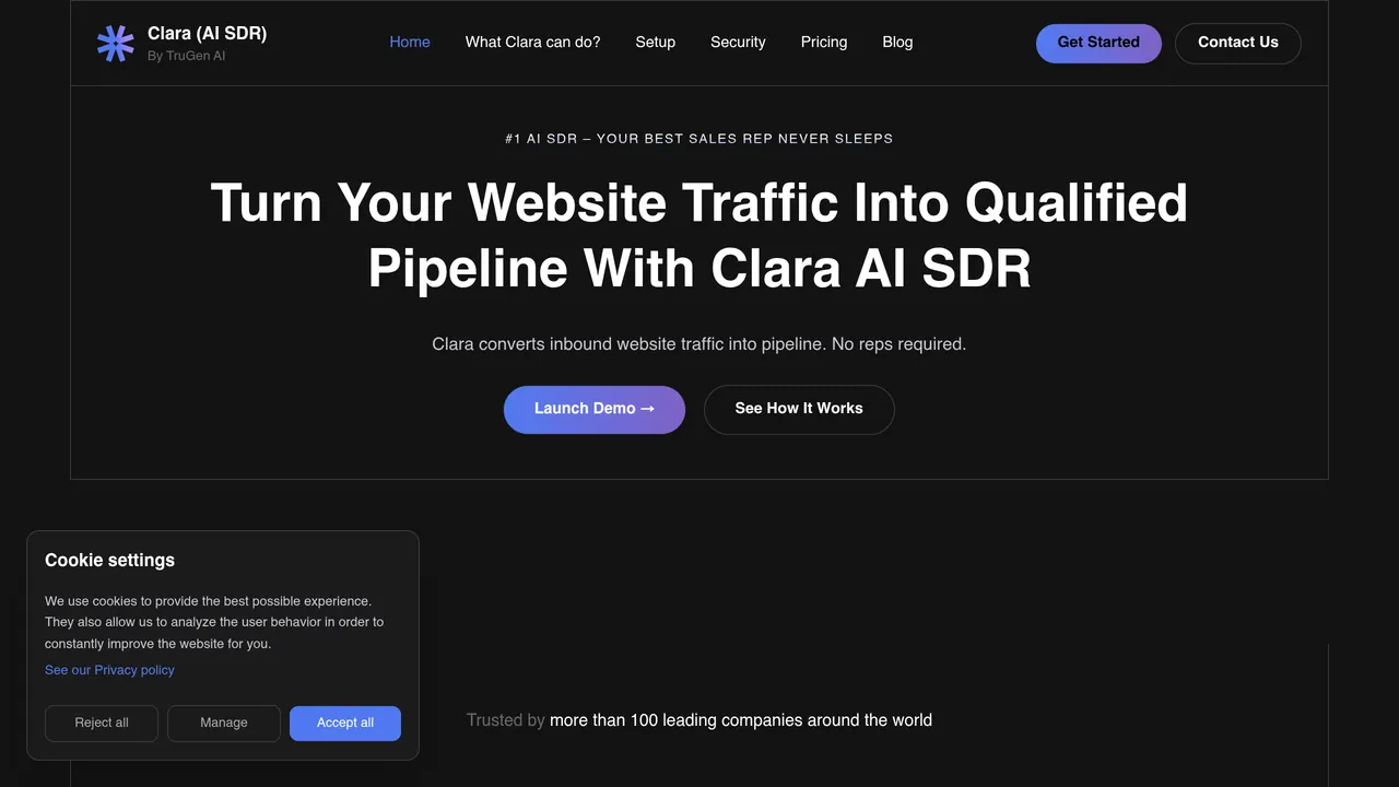 Screenshot of Clara AI SDR