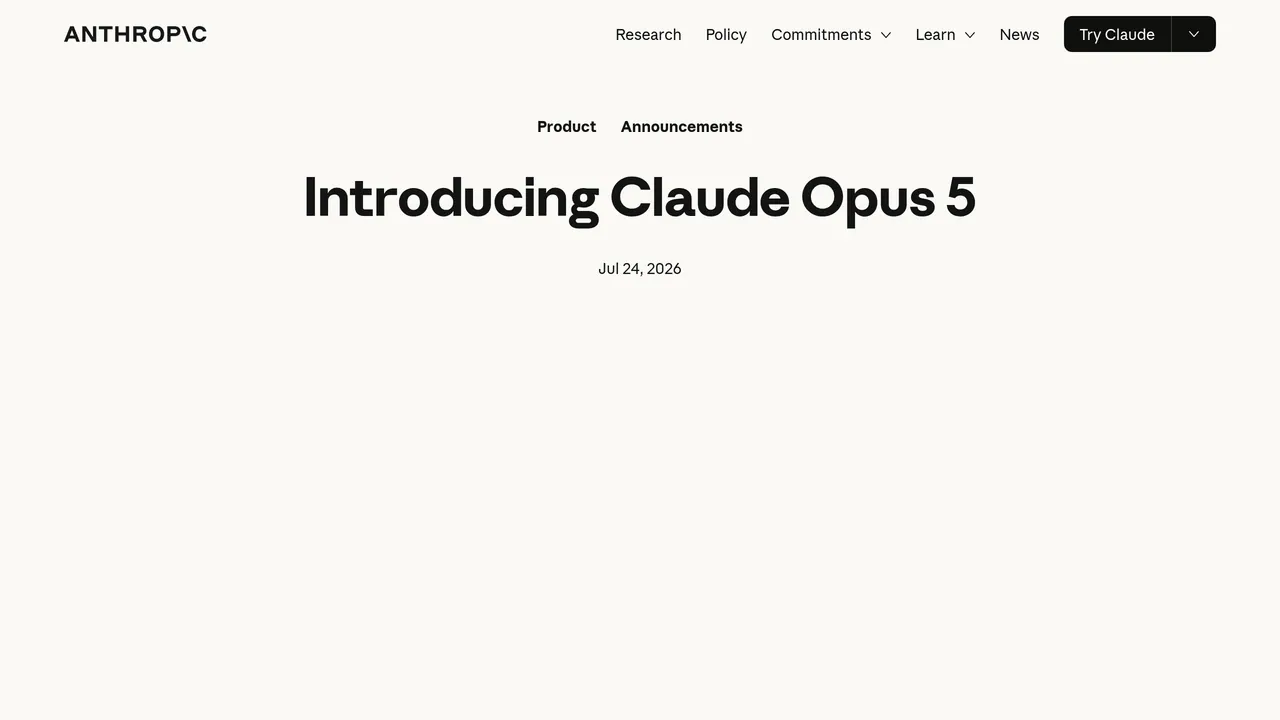 Screenshot of Claude Opus 5
