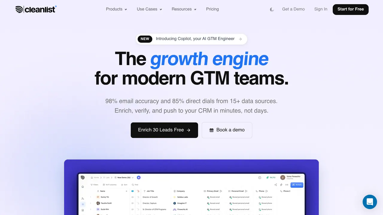 Screenshot of Cleanlist AI