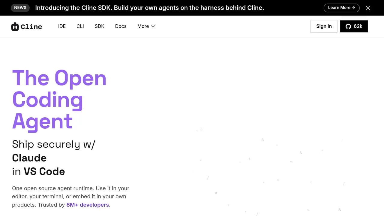Screenshot of Cline