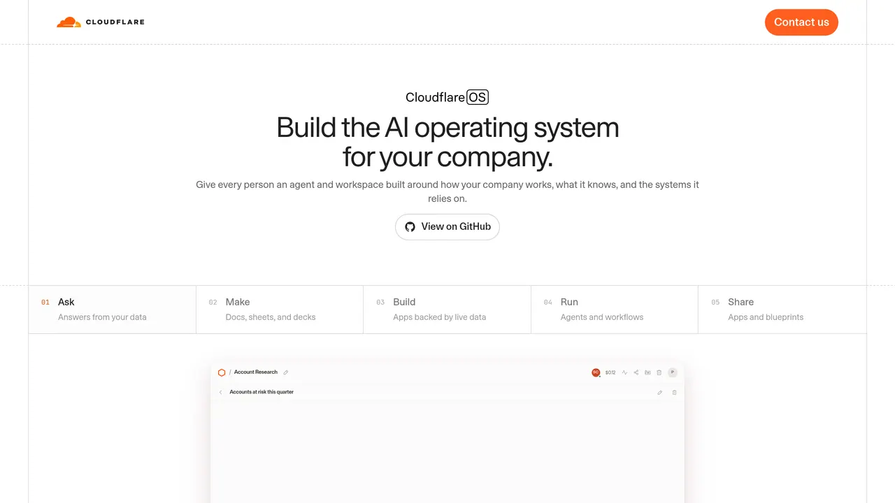 Screenshot of Cloudflare OS