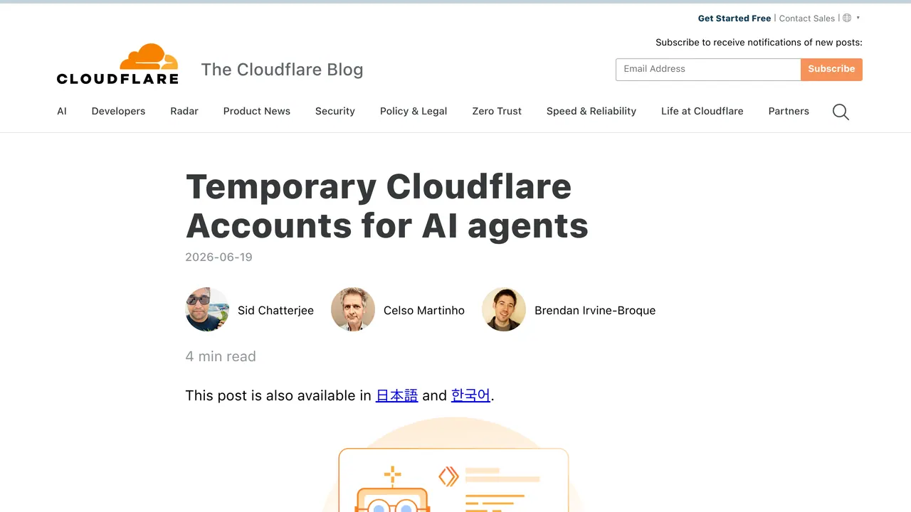 Screenshot of Cloudflare Temporary Accounts