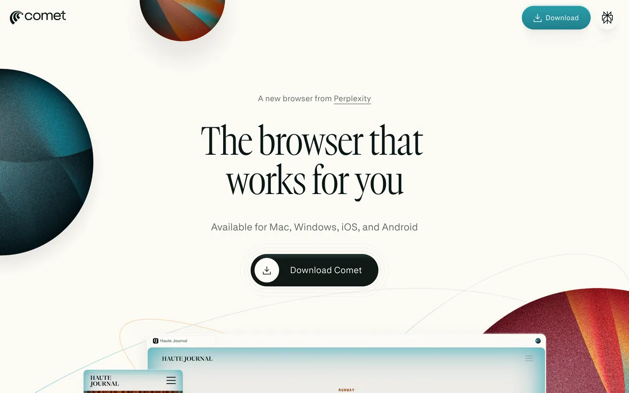 Screenshot of Comet