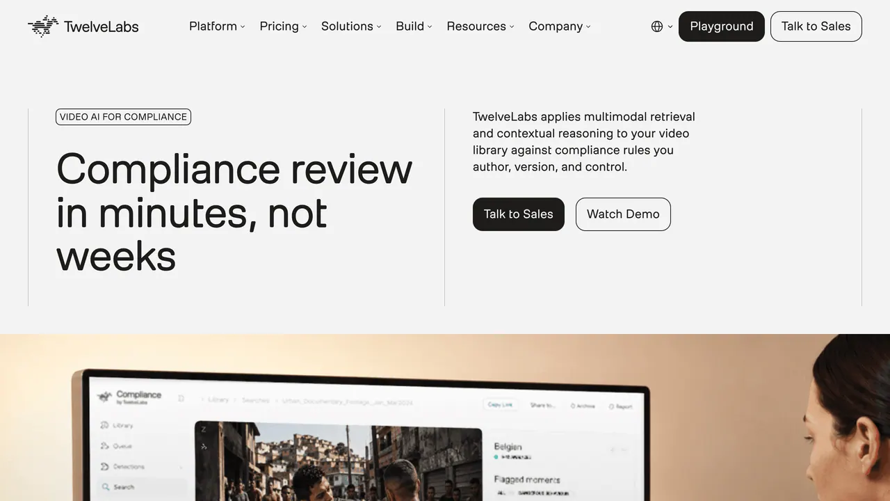 Screenshot of Compliance by TwelveLabs