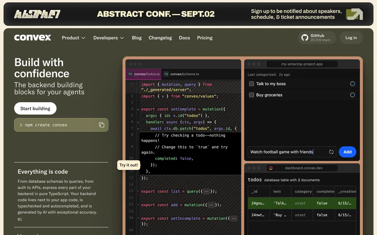 Screenshot of Convex