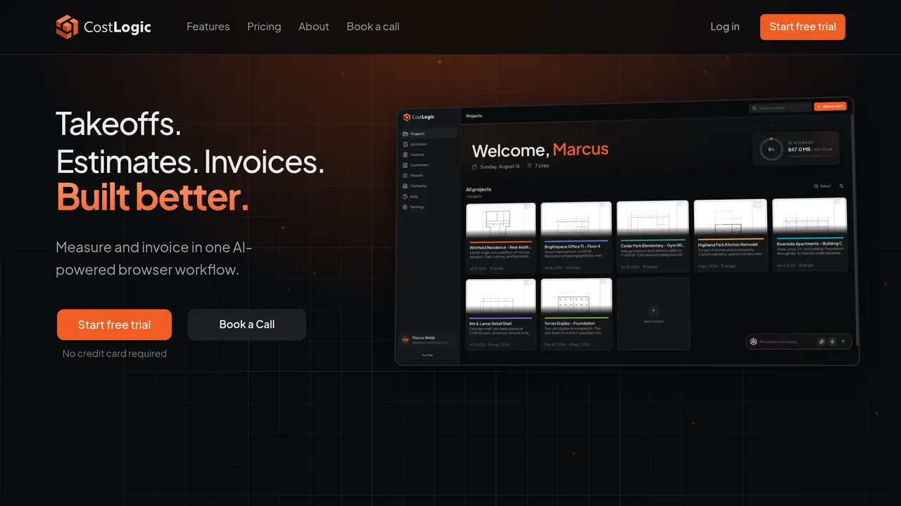 Screenshot of CostLogic