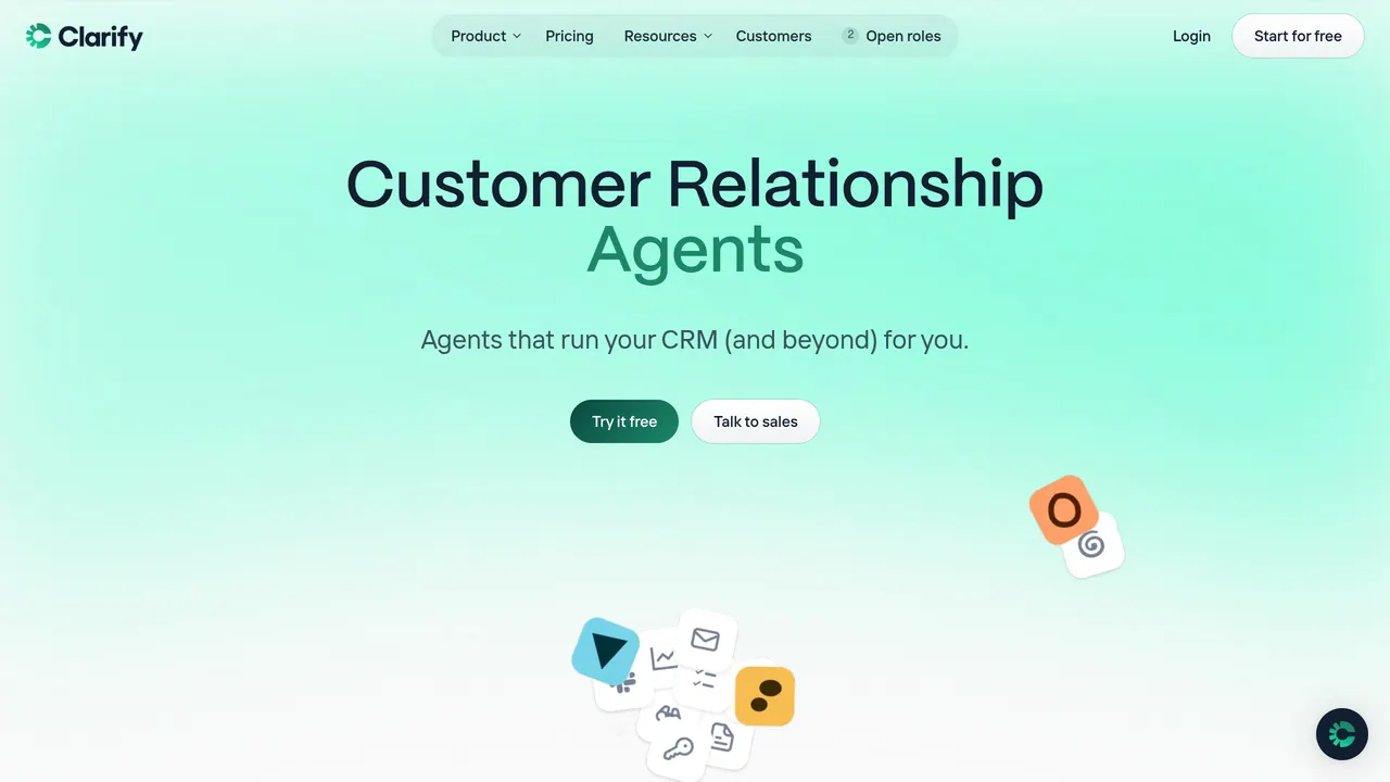 Screenshot of Customer Relationship Agents by Clarify