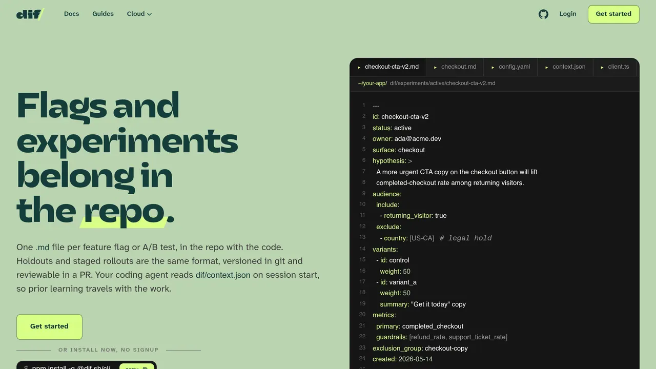 Screenshot of dif.sh