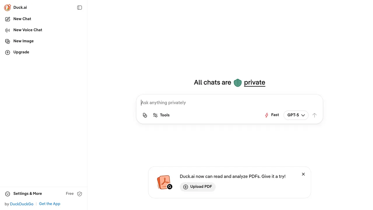 Screenshot of DuckDuckGo AI Chat
