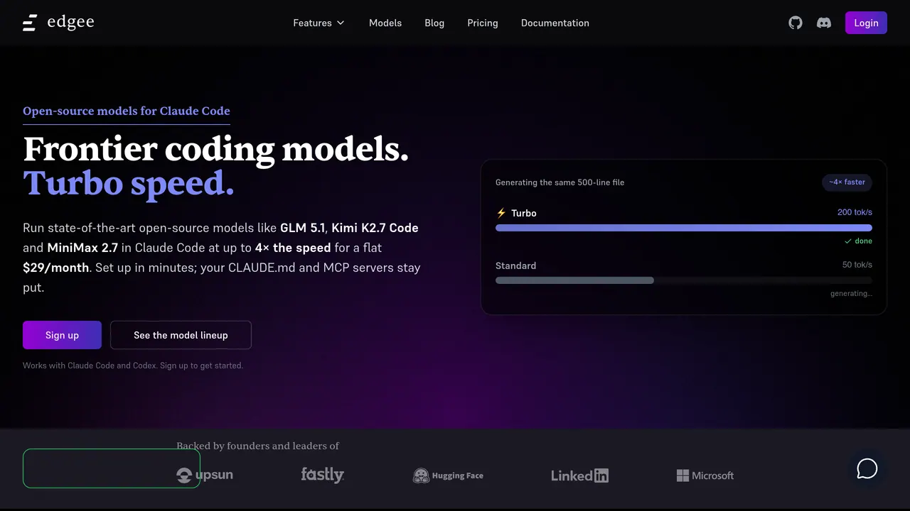 Screenshot of Edgee Turbo Models
