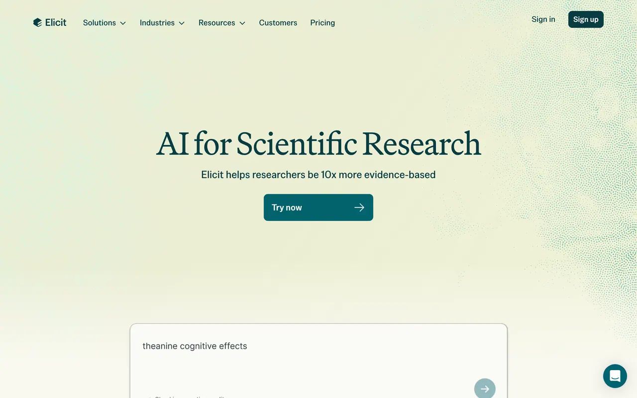 Screenshot of Elicit