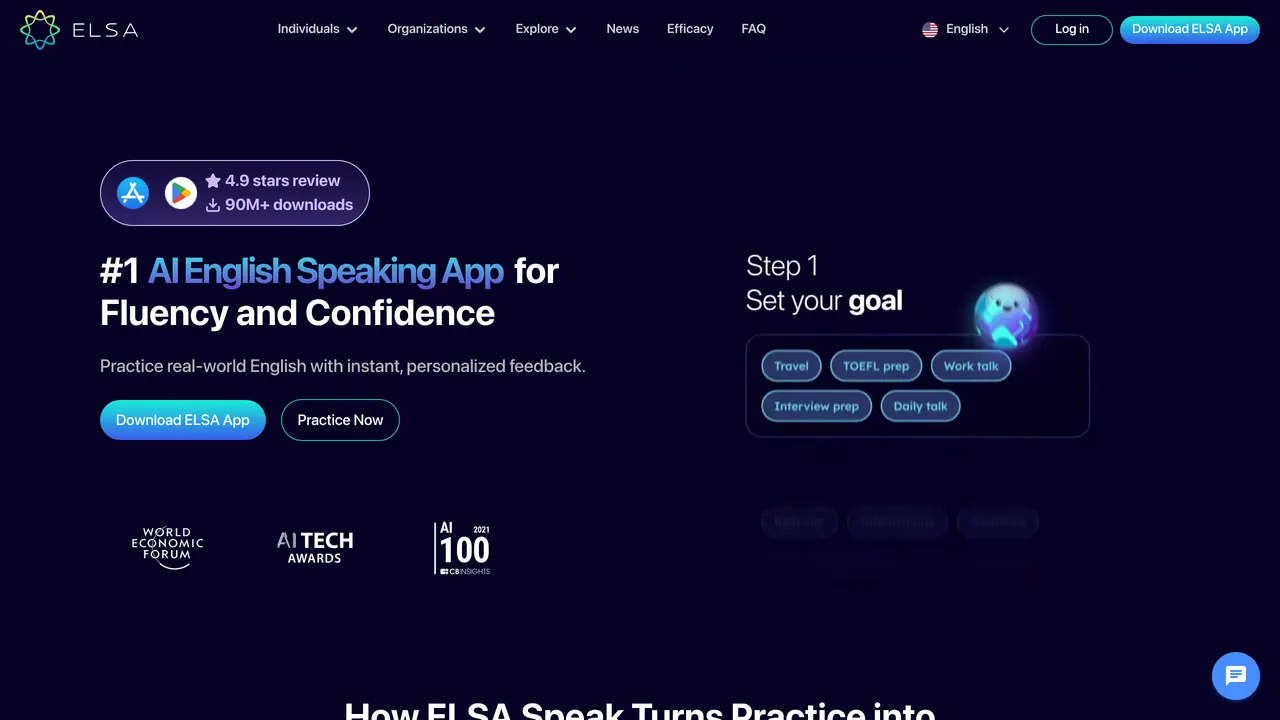 Screenshot of ELSA Speak