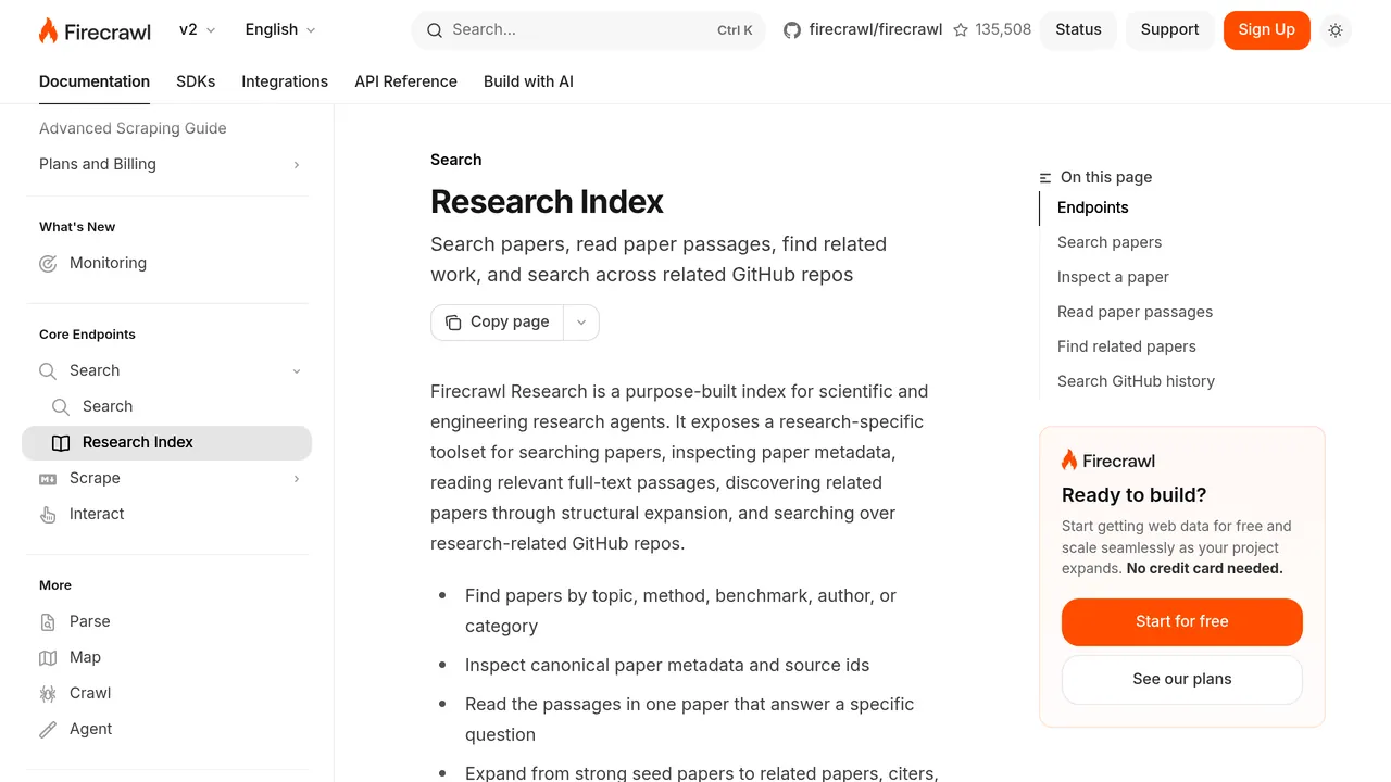 Screenshot of Firecrawl Research Index