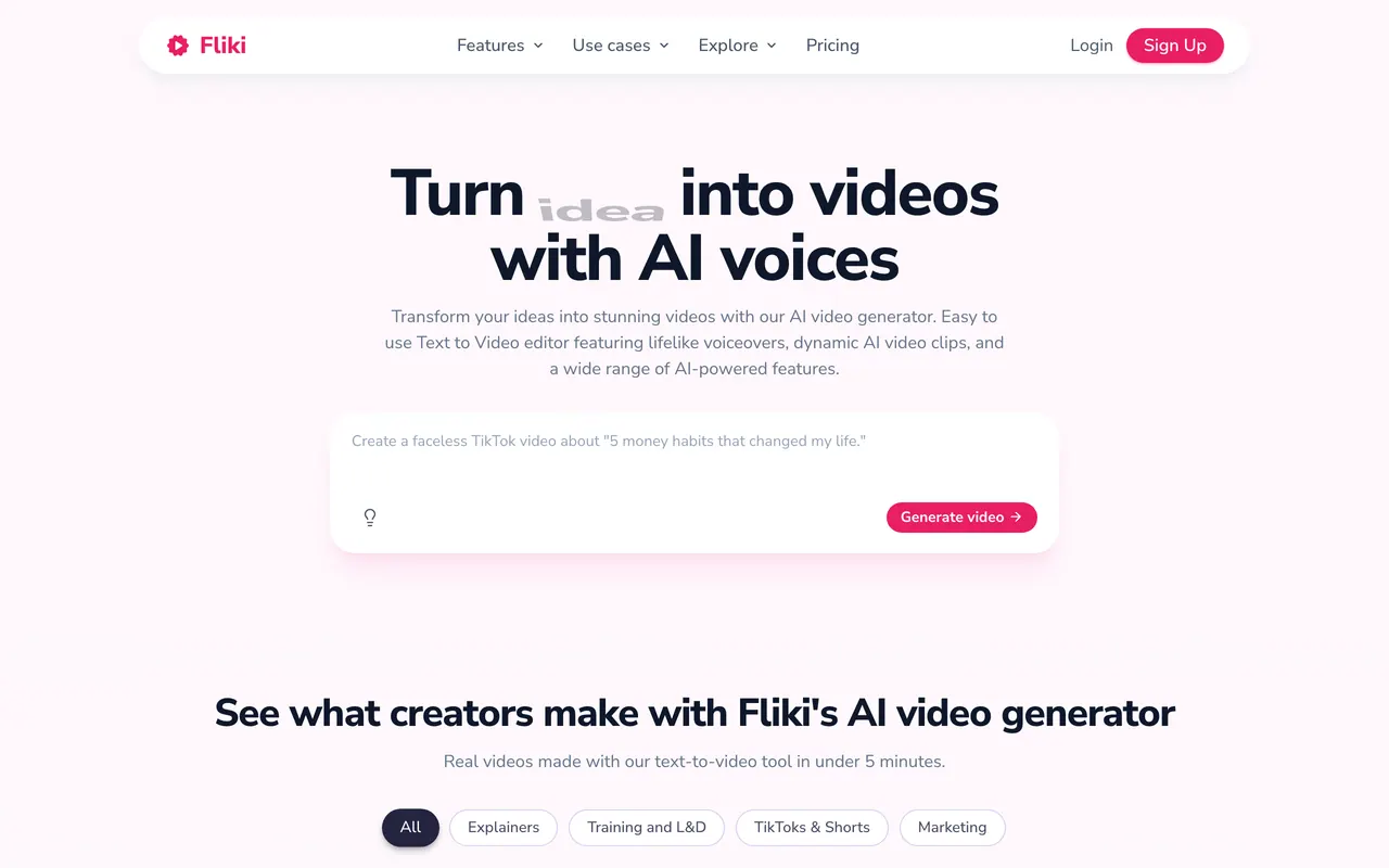 Screenshot of Fliki