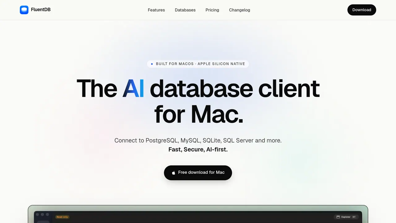Screenshot of FluentDB