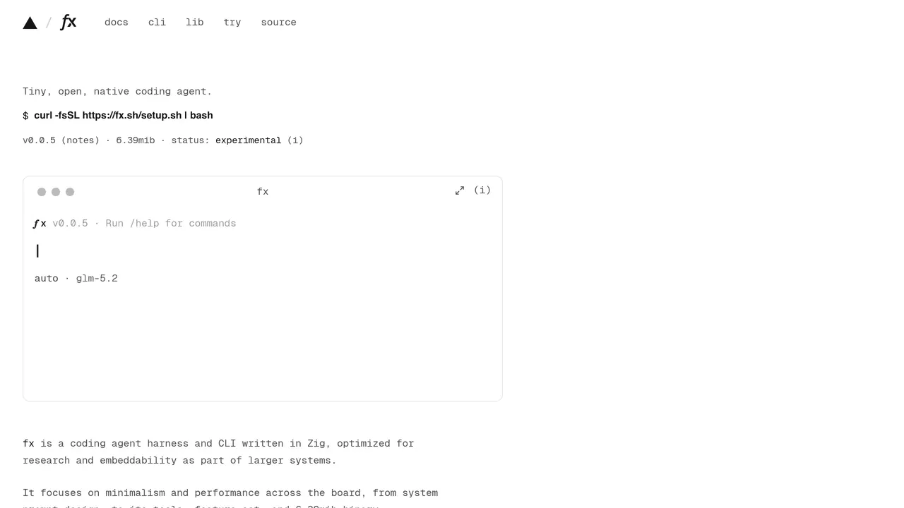 Screenshot of fx (by Vercel)