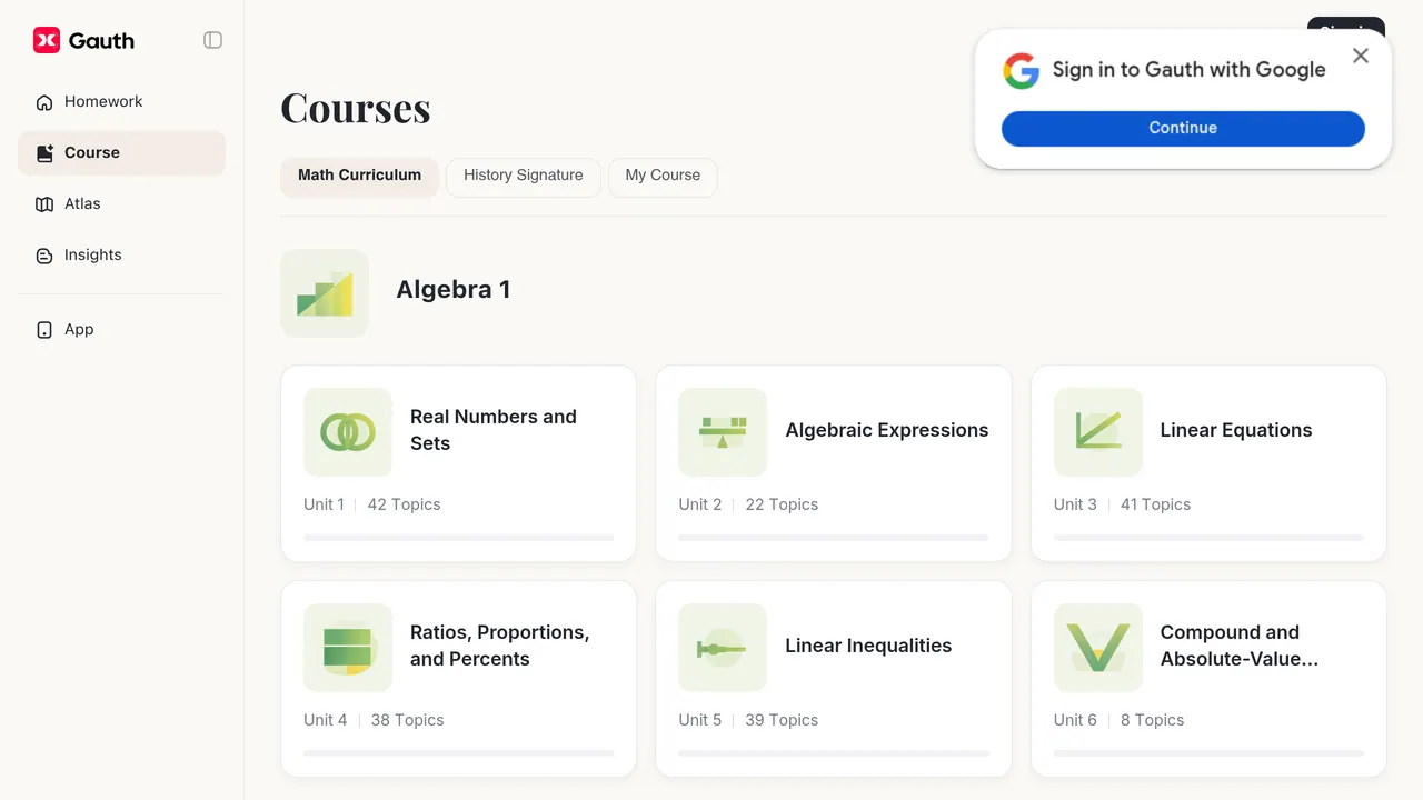 Screenshot of Gauth AI Course