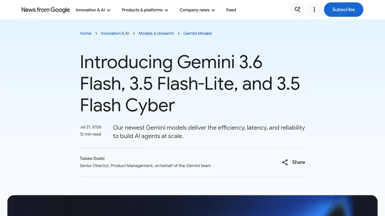 Screenshot of Gemini 3.6 Flash Family